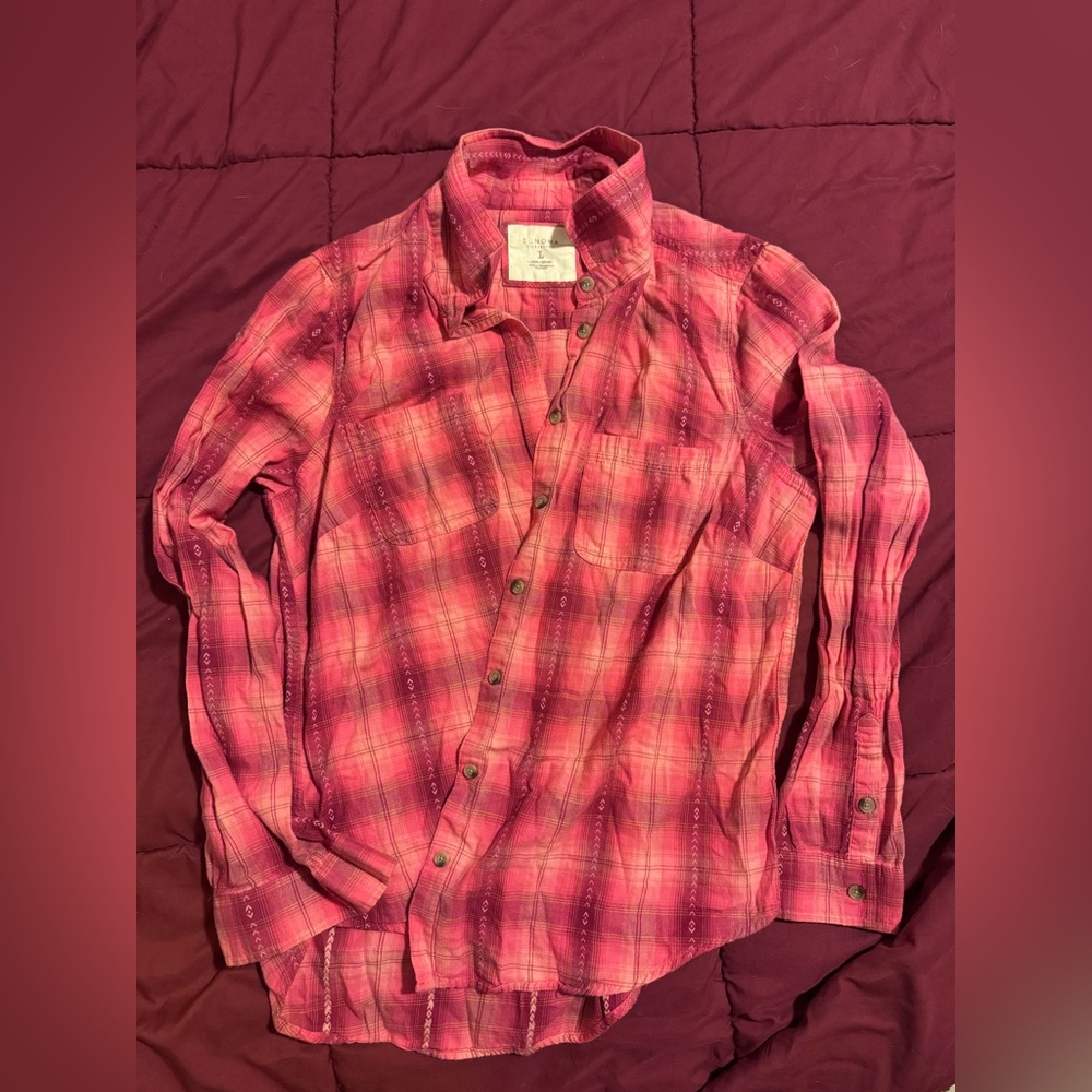 Vibrant Pink Plaid Women's Button-Down Shirt
